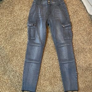 Grey wash jeans with cargo pockets